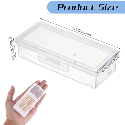 Hadnves 4 Pcs Small Dental Floss Picks Case Cotton Swab Holder for Travel Portable Clear Plastic Cotton Ball Pad Storage C...