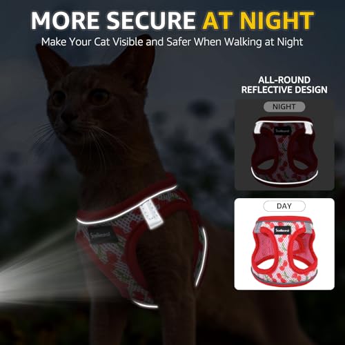 SCENEREAL Cat Harness & Leash Set Escape Proof - Adjustable Air Mesh Vest with Reflective Strips for Kittens, Puppies, Rab...