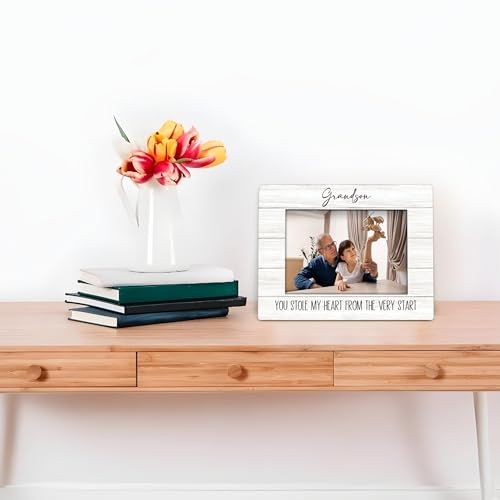 Foyoulame Grandson Gifts Picture Frame 4x6, Grandparents Wooden Picture Frame, Christmas Birthday Gifts for Grandpa Grandm...