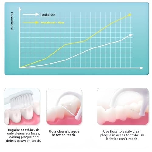 5 Pack Travel Dental Floss Pick Case with 50 Pcs Premium Toothpick Sticks - Floss Pick Holder for Teeth Cleaning, Mini Tra...