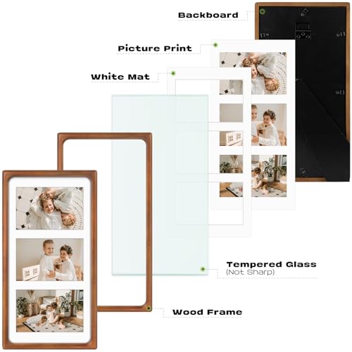 Golden State Art, 4x6 Collage Picture Frame - Solid Wood with Real Glass - Multi Picture Frame for (3) 4x6 Photos or One 7...