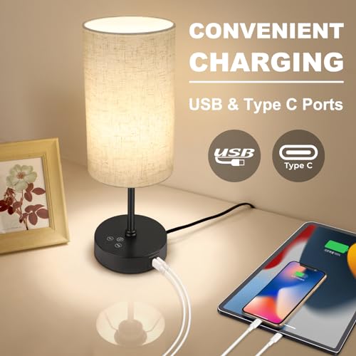 Unicozin Table Lamp, 3 CCT 3000K/4500K/6500K & RGB Color Changing, Stepless Dimmable Small Bedside Lamp for Reading, Ambie...
