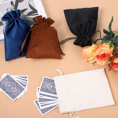 Velvet Gift Bags, 4pcs Dice Storage Bag with Drawstring 5 x7 inch Mixed Drawstring Soft Velvet Cloth Jewelry Pouches Small...