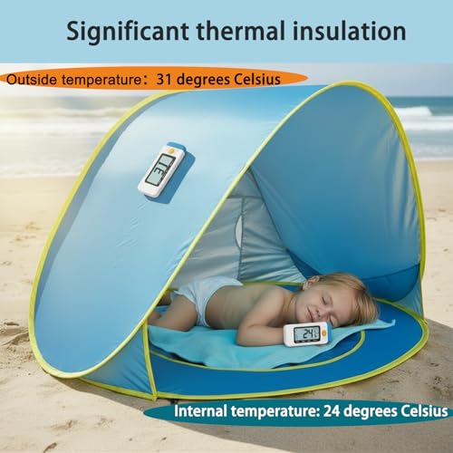 Baby Beach Tent with Pool, Pop Up Beach Tent Sun Shade for Infant Toddlers, Portable UV Protection Shade with Carry Bag fo...