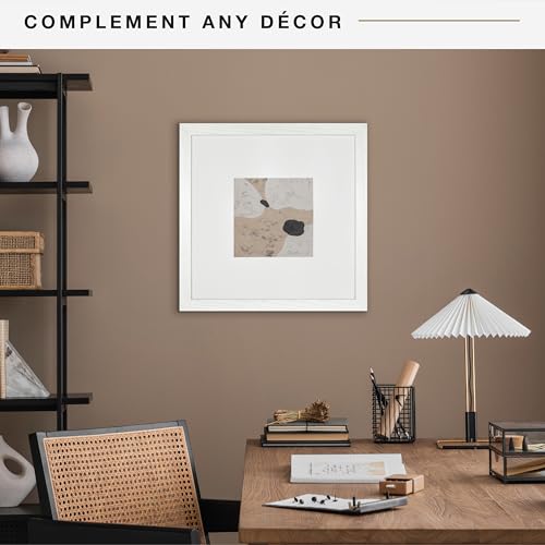 MCS Studio Gallery 16x16 Matted Photo Frame with 8x8 Picture Display, White Woodgrain Vertical & Horizontal Wall Hanging L...