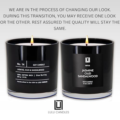 Lulu Candles | Jasmine, Oud & Sandalwood | Luxury Scented Soy Jar Candle | Hand Poured in The USA | Highly Scented & Long ...