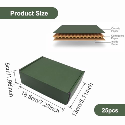 25 Pack Corrugated Packaging Box Mailers Shipping, Green Recyclable Cardboard Small Gift Mailer Boxes for Shipping Packagi...
