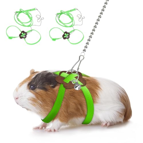 HOKABLE 2 Pack Adjustable Hamster Leash Harness for Harness for Ferret Baby Rabbit Hamster Rat Mouse Leash Lead with Bell...