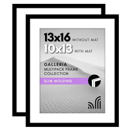 Americanflat 13x16 Picture Frame with Polished Plexiglass - Set of 2 - Use as 10x13 Frame with Mat or Display 13x16 Photo ...