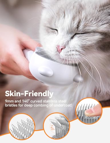 Cat Steam Brush, Brushes for Indoor Cats with Release Button, Dual Speed Spray USB Rechargeable Grooming Supplies, Cat Bru...