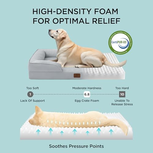 Bedsure L Plus Cooling Dog Bed for Large Dogs - Orthopedic Dog Cat Cooling Bed Washable, Big Comfort Dogs Couch Sofa with ...