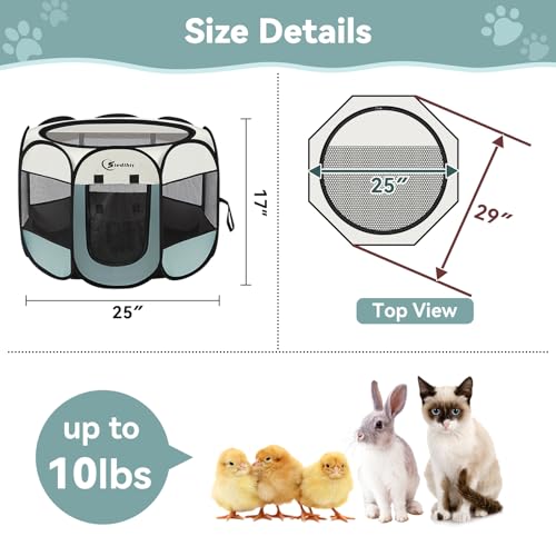 Siedihit Dog Cat Playpen, Puppy Pet Playpen Indoor for Small Dog Crate Tent Cage Outdoor, Portable Pop Up Dogs Enclosure K...