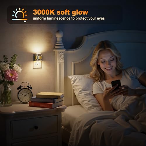 JandCase LED Night Light, Golden Bubble Night Lights Plug into Wall, [2 Pack]Night Light3000K/4000K/5000K & 3 Brightness L...