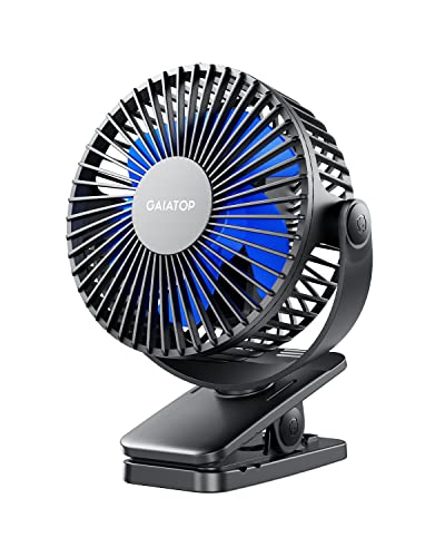 Gaiatop Portable Clip on Fan Battery Operated, Small Powerful 3 Speed Quiet 360° Rotate, USB Rechargeable Mini Personal Co...