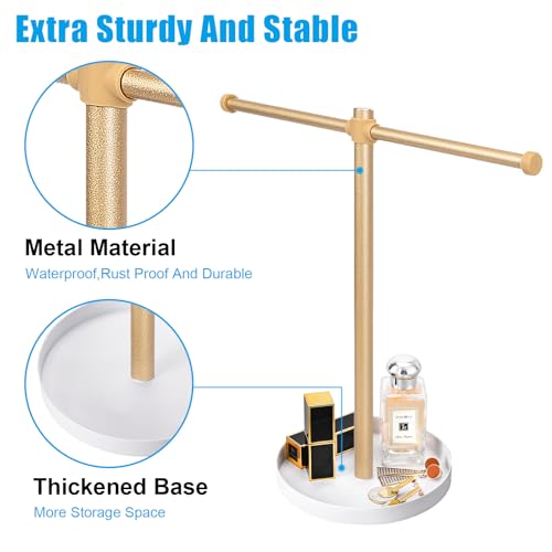 bodkar Necklace Stand Aesthetic Necklace Holder: 12.9" Glod Metal Necklace Organizer for Home Decor