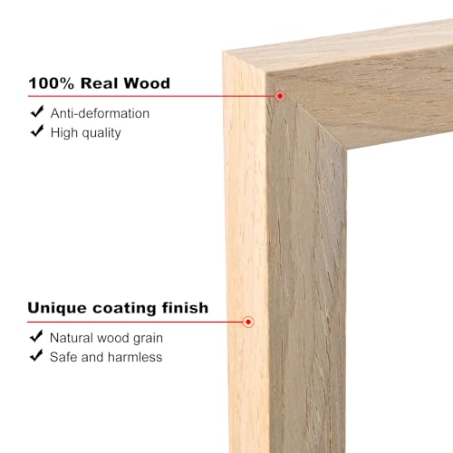 KINLINK 5x7 Picture Frame Natural, Solid Wood Frames with Acrylic Plexiglass for Pictures 3.5x5/4x6 with Mat or 5x7 withou...