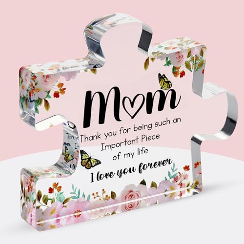 VELENTI Gifts for Mom - Cute Engraved Acrylic Block Puzzles Piece - Adorable Mom Gift from Son, Daughter - Fun Christmas, ...