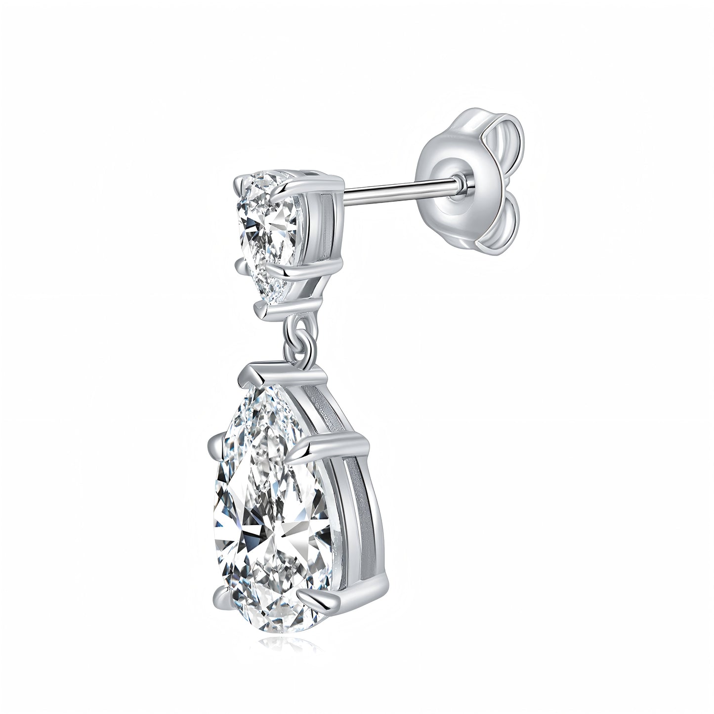 S925 Sterling Silver Pear Cut Moissanite Dangle Earrings  7x11mm Teardrop Double Stone Drop Earrings With GRA Platinum Plated Jewelry Gift Box Set
