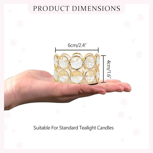VINCIGANT Crystal Gold Votives Candle Holder Elegant Decorative Tealight Candle Holders for Weddings,Parties,Chirstmas,Gif...