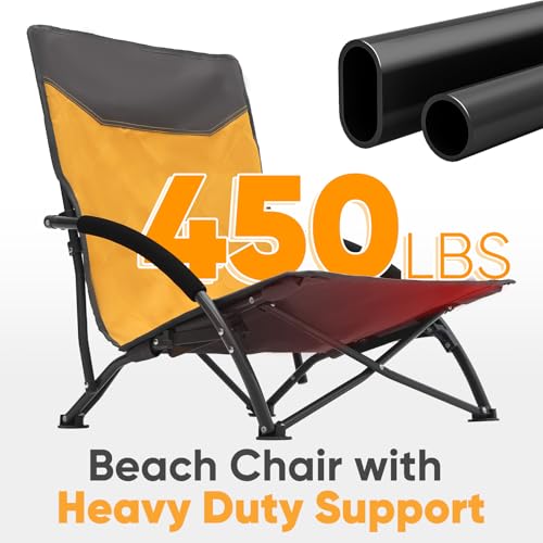 Sekey Portable Beach Chair, Lightweight Camping Chair with Carry Bag, Low Folding Beach Chair for Adults, Compact Ourdoor ...