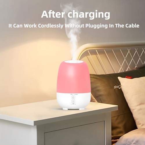 SPLITSKY 150ML Cordless Essential Oil Diffuser, Built-in 6000mAH Rechargeable Battery, 7 Hours Run Time, 7 Colors LED Ligh...