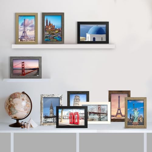 SESEAT 4x6 Picture Frame Set of 10, Wall and Tabletop Display, Mix Multi Color