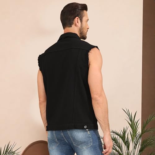 Weiai Denim Vest Men Vintage Casual Jean Jacket Sleeveless Outerwear