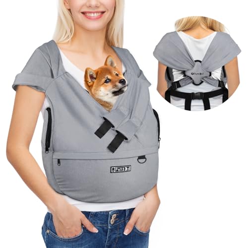 Petskd Dog Carrier Sling for Small Pet 7-15 LBS, Hands Free Front Facing Cat Sling Chest Carrier with Bottom Mat and Adjus...