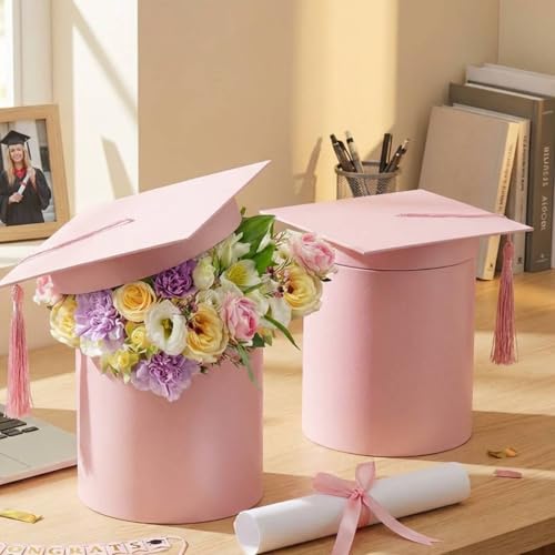 Weekgrat 2 Pack 2026 Graduation Cap Flower Gift Boxes Class of 2026 Cap Candy Box Empty Container with Tassel for Graduati...