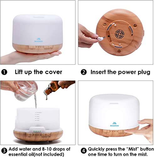 500ml Diffuser with Remote Control Waterless Automatic Shut Off Essential Oil Diffusers with Timing Mode Adjustable Oil Di...