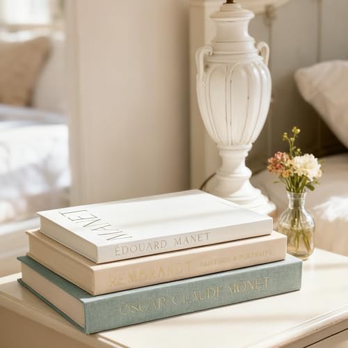Satlasave Beautiful Decorative Books, Set of 3 Linen Faux Book for Coffee Table, Aesthetic Fake/Faux Books for Home Decor,...