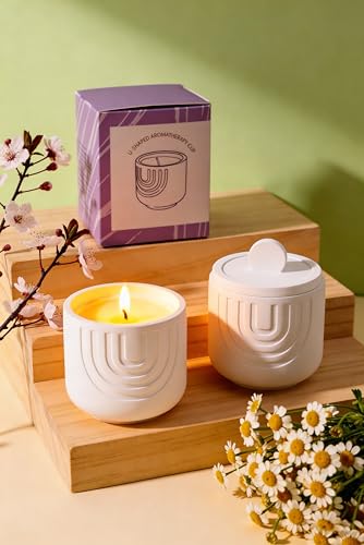 Viyffo 6.35oz Small Scented Candle - Sandalwood, Home Scented Candle for Women and Men, Non Toxic Soy, Decorative Handmade...