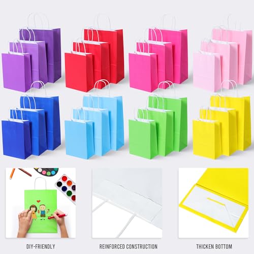 BLEWINDZ 32 Pieces Gift Bags with 32 Tissues, 8 Colors Party Favor Bags with Handles, Rainbow Gift Bag for Wedding, Birthd...
