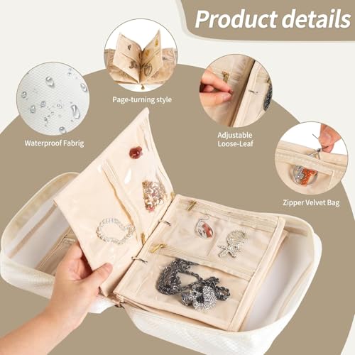 GSXRB Jewelry Organizer Travel Portable Earring Necklace Ring Jewelry Organizer Large Capacity Foldable Multi-Layer Classi...