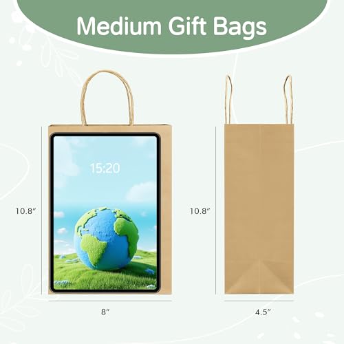 ECOEXTRA Gift Bags 100Pcs Brown Paper Bags with Handles Bulk 8x4.5x10.8 Inch Paper Gift Bag Medium Size, Kraft Paper Bag, ...