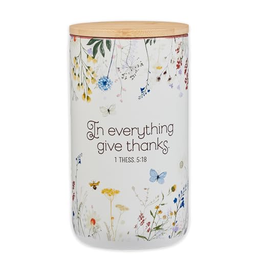 Christian Art Gifts Keepsake Count Your Blessings Ceramic Gratitude Jar Set w/Bamboo Lid: In Everything Give Thanks - 365 ...