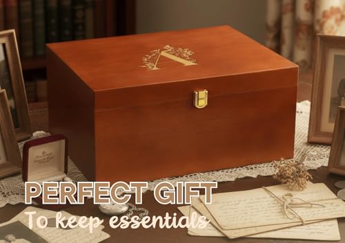 InnoBeta Personalized Keepsake Box, Wooden Storage Boxes, Large Keepsake Boxes with Lid for Memory Treasure, Initial K