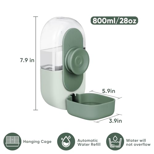 Lemtrflo 28oz Hanging Automatic Water Dispenser，Rabbit Water Bottle,Bunny Guinea Pig Ferret Water Bowl for Cage,Suitable f...