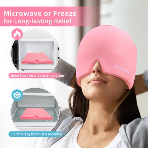 ZNÖCUETÖD Migraine Headache Relief Cap Hat Full Head ice Pack Wrap Cooling Gel Ice Beanie Cold Cap Hot/Cold Compress Thera...