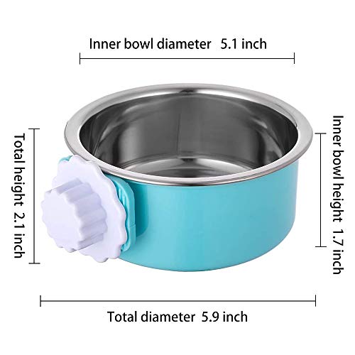 QIYADIN Stainless Steel Removable Pet Food Bowl, Anti-overturn Water Feeder Container, Suitable for Small Dog/Cat/Rabbit, ...