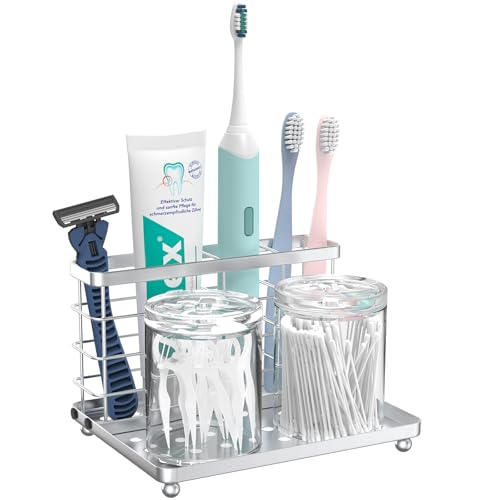Luxspire Toothbrush Holders for Bathroom, Toothbrush Holder with Tray, Stainless Steel Holder for Toothbrush Toothpaste, T...