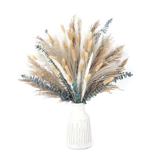xin's convey 120 PCS Dried Pampas Grass, Dried Flowers, Reed Grass Bouquet for Bohemian Flowers Home Table Wedding Decorat...