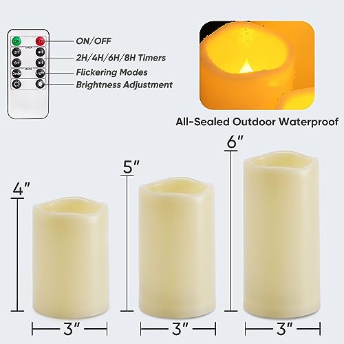 Homemory 9 Pack Flameless Candles, Outdoor Waterproof, Battery Operated LED Pillar Candles with Remote Control and Timer, ...