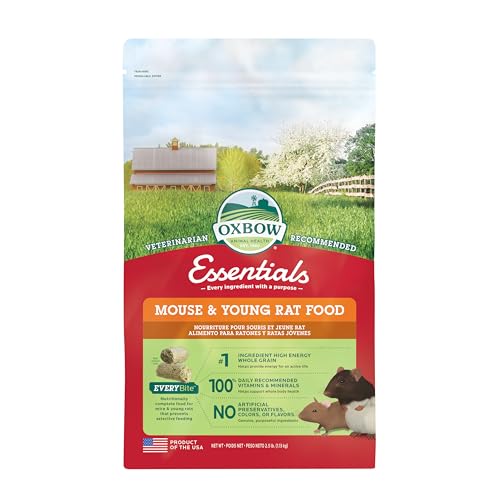 Oxbow Essentials Mouse & Young Rat Food, Pet Food for Rats & Mice, All-Natural Vitamin & Mineral Rich Formula, Veterinaria...