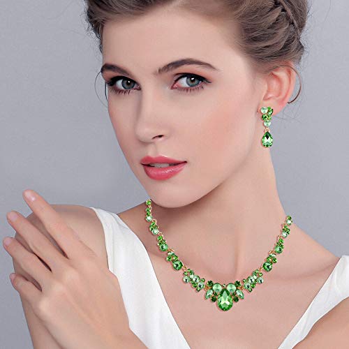 EVER FAITH Rhinestone Crystal Elegant Bridal Floral Teardrop Necklace Earrings Set