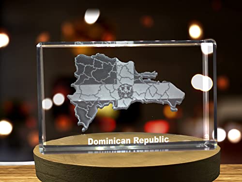 Dominican Republic 3D Engraved Crystal 3D Engraved Crystal Keepsake/Gift/Decor/Collectible/Souvenir (Small)