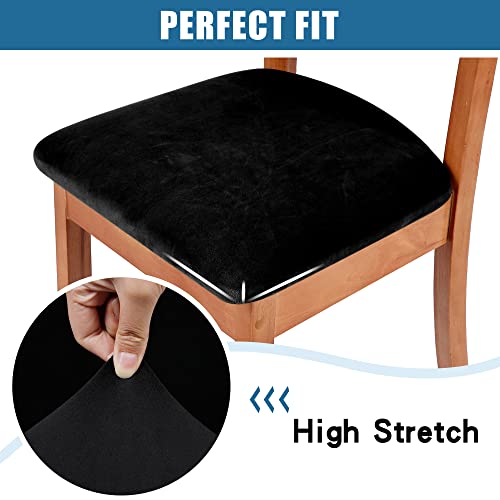 Smiry Velvet Seat Covers for Dining Room Chair Set of 4, Stretch Fit Removable Washable Chair Seat Cushion Protector Slipc...