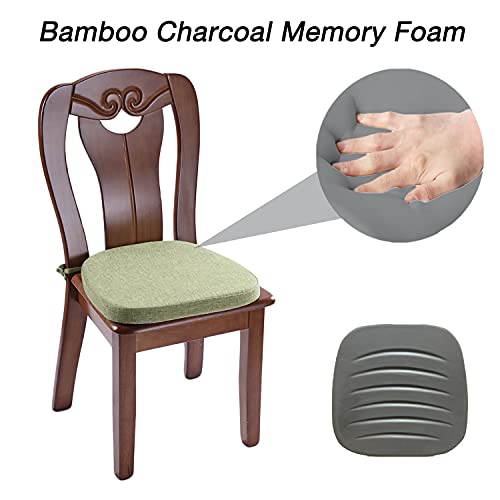 KGPLOME Chair Cushion with Ties for Dining Chairs - Memory Foam Non Slip Kitchen Chair Pad and Dining Seat Cushion with Ma...
