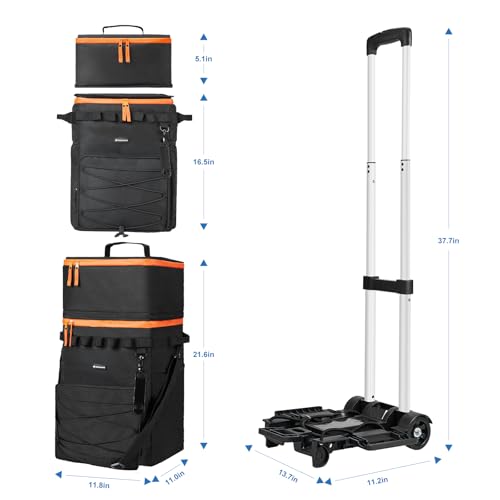 Odoland 72 Can Rolling Cooler Bag with Wheels & Handle, Collapsible Insulated Ice Chest for Beach, Camping & Tailgating - ...
