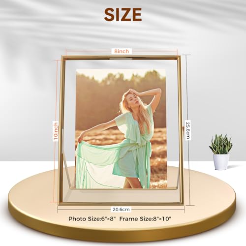 AhaGo Gold Floating Frame, 8×10 inches, Vertical, For Picture 7x9, 6x8, 5x7, Tabletop Photo Frames, Classy Gift For Mothe...